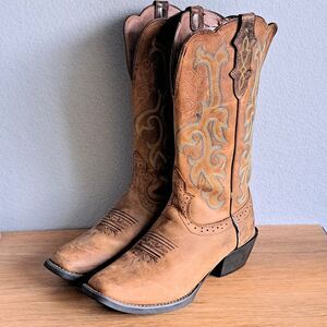Justin Stampede Women’s 9.5 B Brown 12" Cowboy Boots Western Leather Square Toe
